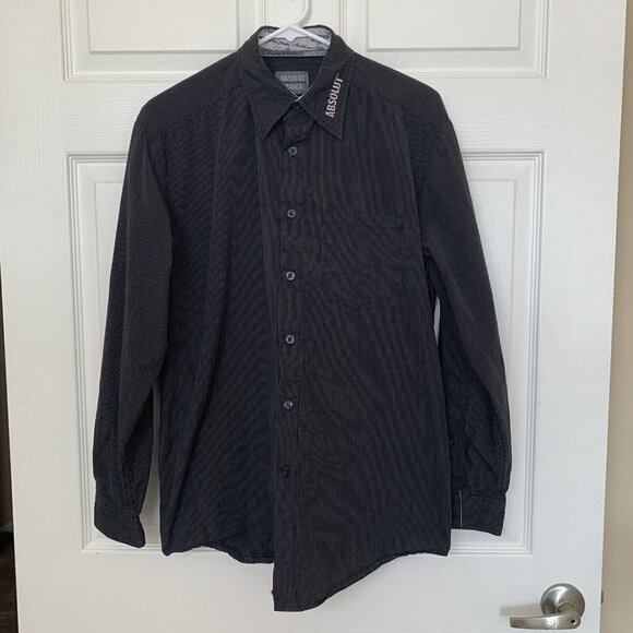 Absolut Vodka Button Up Black Pinstripe Black Shirt Sweden Men’s Medium - Picture 1 of 9